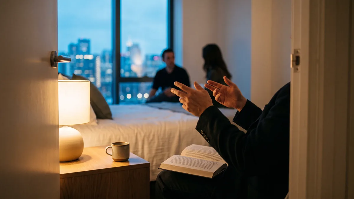 Persona durmiendo plácidamente en un dormitorio oscuro